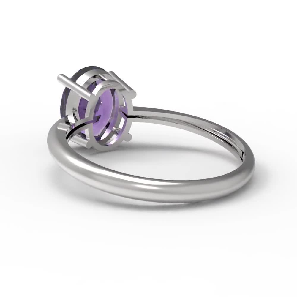 2.5 ct Brilliant Oval Cut Amethyst White Gold Solitaire Ring